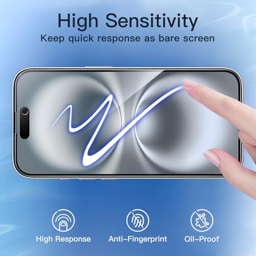 JETech Full Screen Privacy Screen for iPhone 16 6.1 Inch, Black Edge Anti-Spy Tempered Glass Screen Protector with Easy Installation Tool, Does Not Influence the Case, Pack of 2