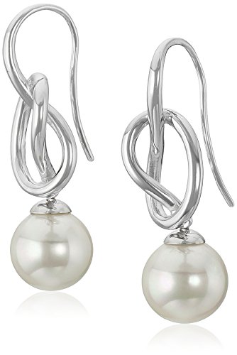 Majorica Simulated Pearl and Sterling Silver Knot Drop Earrings