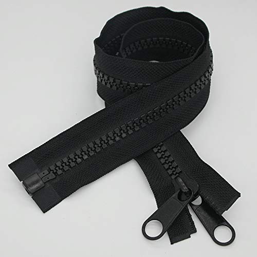2PCS 10 60 Inch Heavy Duty Zippers for Sewing Separating Large Plastic Zippers Black Tape with