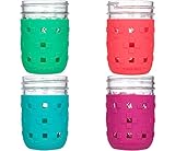 JarJackets Silicone Mason Jar Protector Sleeve - Fits 8oz REGULAR mouth Jelly Jars (4, Multicolor)
