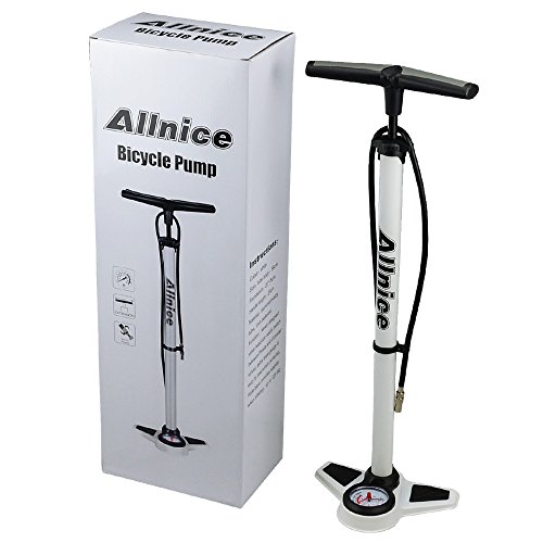 image for Allnice Bicycle Pump, Large Gauge 160 PSI Alloy Aluminum Floor Bike Pu