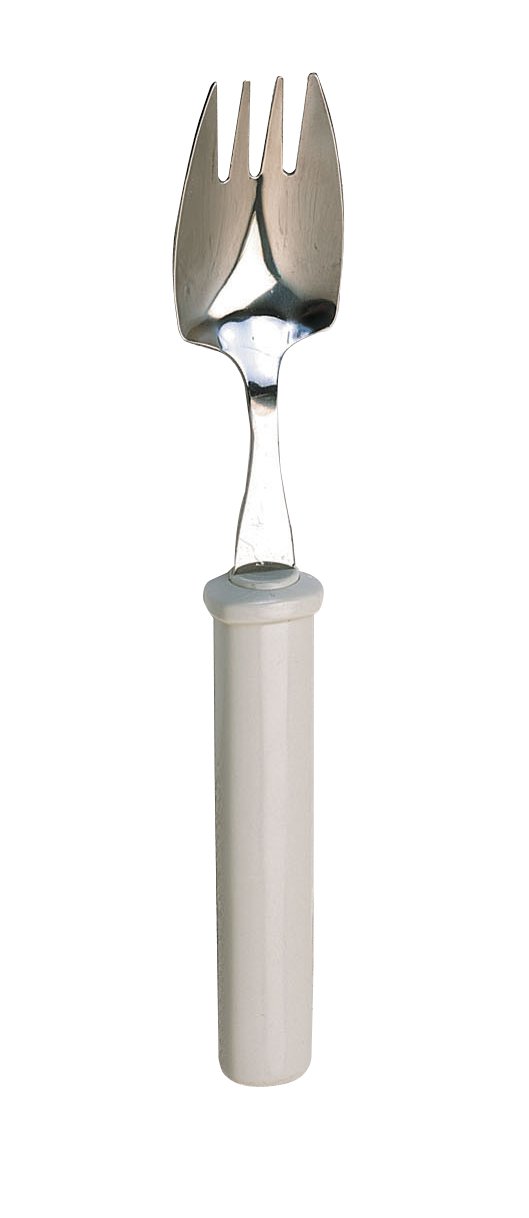 Homecraft Splayed Fork with Slim Handle, Stainless Steel Fork & Spoon Combination, Adaptive Eating Utensil, Designed for One Handed Eating, Side Edges for Cutting, (Eligible for VAT relief in the UK)