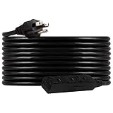 UltraPro, Black, GE 25 ft Extension, 3 Outlet, Heavy Duty, Indoor/Outdoor, Grounded, Double Insulated Cord, UL Listed, 36825