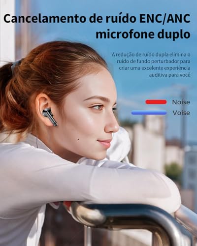 Fones de Ouvido Bluetooth 5.3 Fones de Ouvido Sem Fio 42 Horas de Reprodução Fones de Ouvido Esportivos com IPX5 à Prova d'Água Fones de Ouvido de Graves Profundos para iOS Android, Preto