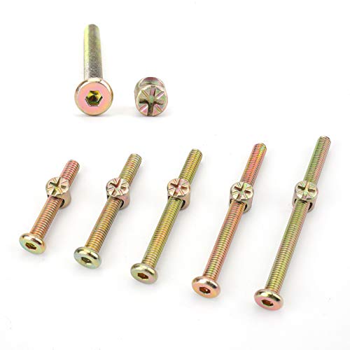 Yarlung 100 Pieces Hex Bolts Barrel Nuts Replacement Kit, M6 x 40/50/60