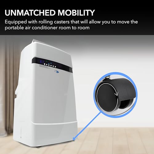 Whynter ARC-12SDH 12,000 BTU (6,884 BTU SACC) Dual Hose Cooling Portable Air Conditioner, Heater, Dehumidifier, and Fan with Storage Bag, Up To 400 sq ft in White