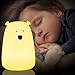 Big Bear Silicone Night Light, Monoki USB Rechargeable Soft Silicone LED Night Light Desk Lamp for Baby Kids Adults Bedroom, Warm White, Tap Control, 7-Color Breathing Modes, Single Colors, Gift Box