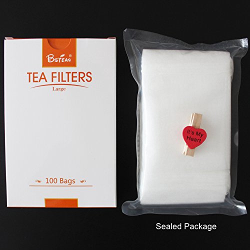 Bstean Drawstring Corn Fiber Tea Filters Infuser Bags for Loose Leaf Tea with Free Clip (100 PCS)