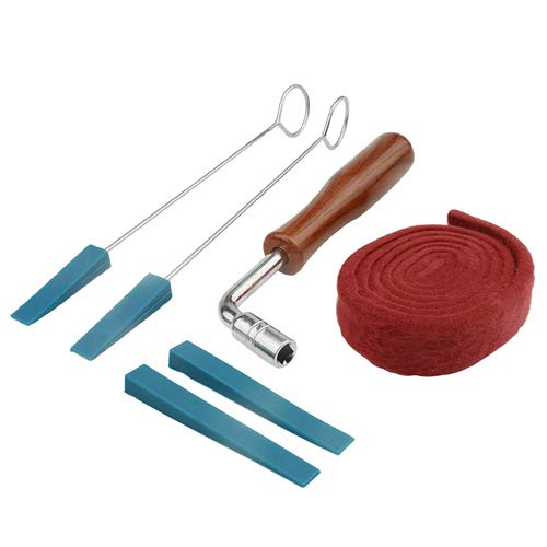 XLX Piano Tuning Fixing Tool 1pcs Tuning Wrench Hammer+ 2pcs Rubber Mute +2pcs Mute Handle + 1PCS Red Tapes Felt Strip Temperament Block Strip Piano Instrument Repair Tool - Thumbnail 7