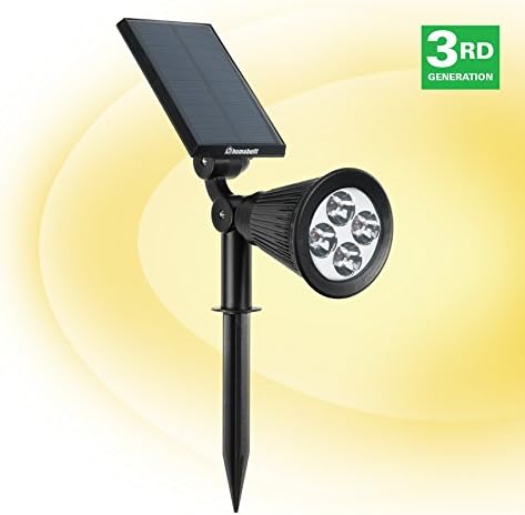 HumaBuilt Solar Powered LED Garden Spotlight - Outdoor Spot Light Great for Landscaping, Walkways, Patios and Security - Ground or Wall Mount Options – Auto On/Off - Warm White 1 Pack