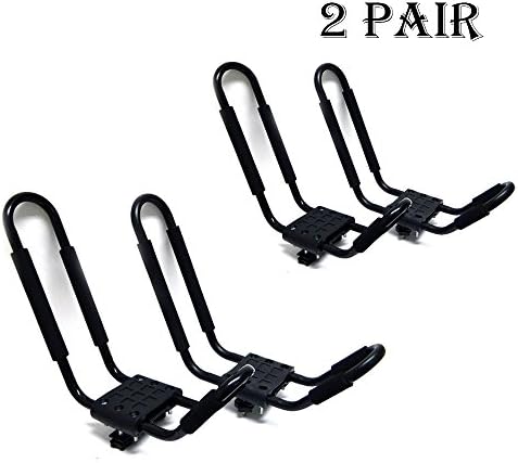 2 Pairs Universal J-BAR Kayak Rack Snowboard Ski Surfboard Wakeboard Paddle Board Rack Carrier Car Truck SUV Roof Top Mount