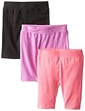 Dream Star Little Girls' Solid Bike Short, Neon Punch/Black/Neon Pink, Medium (5/6)