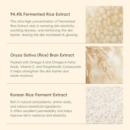LAIKOU Rice Face Care, Pack of 5 Skin Care Women's Face Set, Travel Size Skincare with Facial Cleanser, Rice Toner, Eye Cream, Serum Moisturising Cream, for Daily Moisture & Care