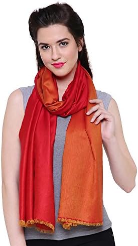 Fayon Red/Golden Plain Soft & Silky Cashmere Pashmina Shawl, Scarves, Stoles, Wraps 80"X28" For Women & Girls