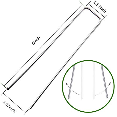 Galvanized Garden Stakes, ZOUTOG 150 Pack 6-inch Landscape Fabric Stakes Staples for Securing Sod Ground/Ground Cover/Pets Fences/Weed Barrier Fabric/tarps/Wires