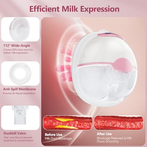 Hands Free Electric Breast Pump, 2 x 180ml Large Capacity Breast Pump, 3 Modes and 15 Levels, Portable Breast Pump with LED Display, Memory Function and Auto Shut Off