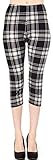 Lush Moda Extra Soft Capri Leggings - Variety of Prints (Black White Plaid)