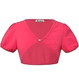 Jxstar Little Girls Shrug Cropped Button Front Bolero Short Cap Sleeve Top