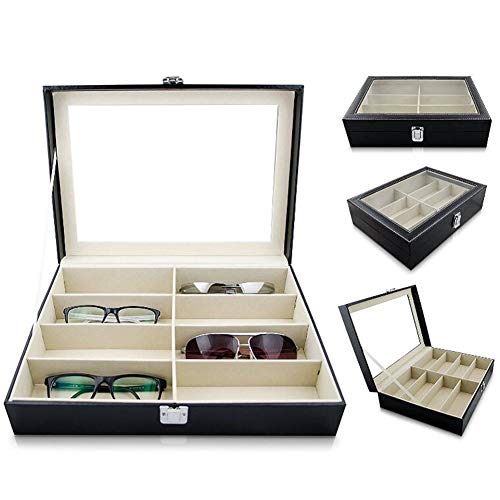 image for VAlink 8 Slot Eyeglass Sunglass Storage Box PU Leather Glasses Display