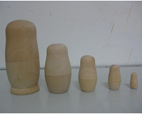 HuaYang 5pcs DIY Blank Unpainted Russian Nesting Dolls Wood Matryoshka Dolls Gift