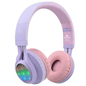 Riwbox WT-7S Bluetooth Headphones Light Up, Foldable Stero Wireless Headset with Microphone and Volume Control for PC…
