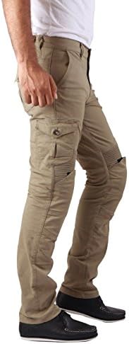Force Riders Men's Motorcycle Cargo Trousers with Dupont™ Kevlar® Lining - Khaki/TAN
