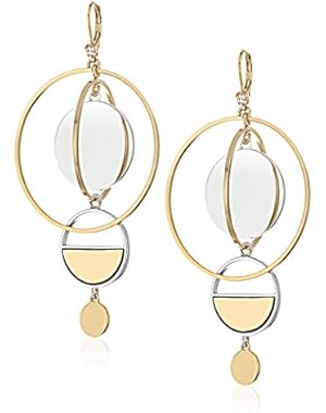 Statement Metal/Multi-Colored Drop Earrings