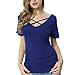 Songbai Women's Summer Cross Front Tops Deep V Neck Casual Teen Girls Tees T Shirts ...