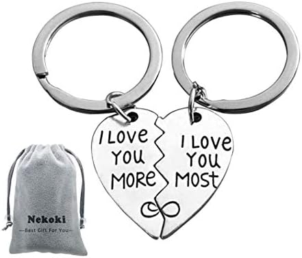 Couples Keychains Set,I Love You More&I Love You Most Couples Matching Key Ring,Personalized Couples Jewelry,Graduation Gift, for Boyfriend Girlfriend and Best Friends