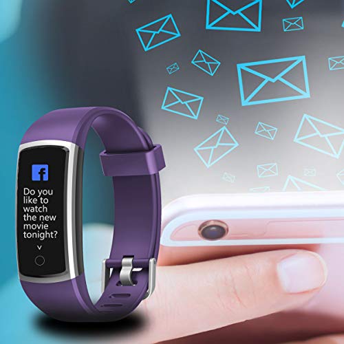 CHEREEKI Fitness Tracker, Heart Rate Monitor Activity Tracker with Blood Pressure Sleep Monitor 14 Sports Tracking, Color Screen IP68 Waterproof, Fitness Watch Step Calorie Counter (Black and Purple)