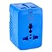 Yubi Power Dual Outlet Travel Adapter with 2 Universal Outlets - Built in Surge Protector and Neon Light Indicator - Foldable Prongs for Type A, C, G, and I Outlets | Works in 150+ Countries - Blue