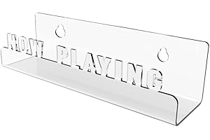 Now Playing Acrylic Wall Mount Record Shelf for Vinyl Albums and CDs Display - 4mm Thick Black Transparent Music Storage Stan