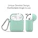 AirPods Case, GMYLE Silicone Protective Shockproof Wireless Charging Airpods Earbuds Case Cover Skin with Keychain Set Compatible for Apple AirPods 2 & 1 - Mint Green