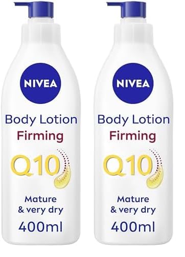 NIVEA Firming Body Lotion Q10 + Argan Oil (400 ml), Nourishing Firming Cream with Q10 and Argan Oil, NIVEA Moisturising Cream for Firm Skin (Pack of 2)