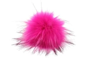 Nvzi 10 Pcs 3.9in/10cm Faux Fur Pompoms with Elastic Loop for Knitting Crafts & Hat Charms，Dark Pink