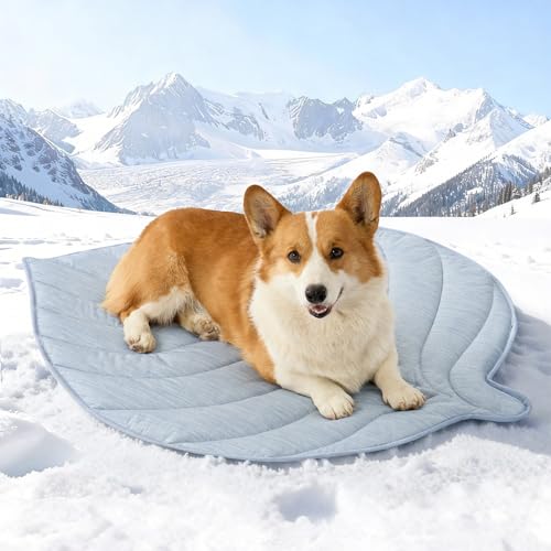 COZY KISS Cooling Pad for Dogs Cats 86 x 99 cm, Q-Max>0.4 Sheet Cooling Mat, Self-Cooling Basket, Waterproof, Non-Slip, Washable for Sofa Bed, Floor Car, Blue