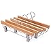 JS HANGER Premium Wooden Pant Skirt Hangers with 2-Adjustable Clips, Natural Finish, 10-Pack