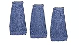 KLEEN HANDLER Heavy Duty Commercial Mop Head Replacement | Wet Industrial Blue Cotton Looped End String Cleaning Mop Head Refill (Pack of 3)