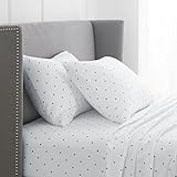 Pinzon 170 Gram Flannel Sheet Set - Cal King, Navy Dot