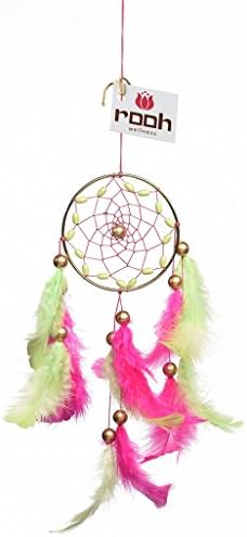 Rooh Dream Catcher ~ Freesia Pink ~ Handmade Hangings for Positivity (Use as Home Décor Accents, Wall Hangings, Garden, Car, Outdoor, Bedroom, Meditation Room, Yoga Temple, Windchime) (Blue) (Multi)