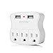 Upgraded Power Strip, BESTEK Round Surge Protector with 6-Outlet 15A 125V and 4 Auto 0-2.4A 5V Smart USB Charging Ports, Long 12-Foot Power Cord, FCC ETL Listed, White, Dorm Room Accessories