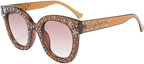 Quelife Womens Artificial Diamond Cat Eye Quadrate Star Big Frame Classic Sunglasses F