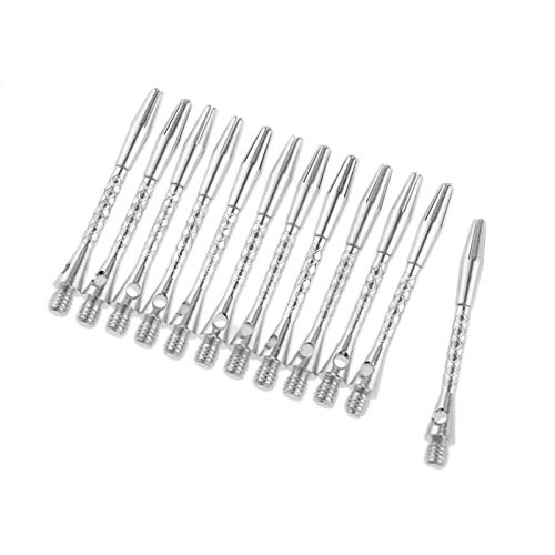 Yetaha 12 Pcs Aluminum Alloy Darts Shafts Outdoor Sports Throwing Fitting Dart Stems Silver