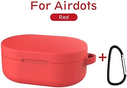 for Xiaomi Redmi AirDots Charging Case, Silicone Case Cover Keychain for Redmi AirDots with Carabiner, Girls Boys Kids Women Gift Soft Full Protective Skin Cases
