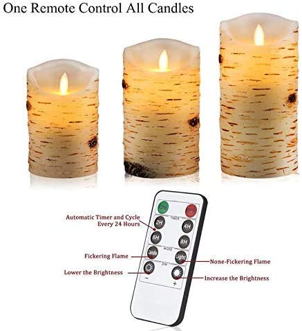 Nancia Led-kaarsen, vlamloze kaarsverlichting, berkenstammen, design echte waskaars, batterijkaarsen (verpakking van 3… - Afbeelding 7