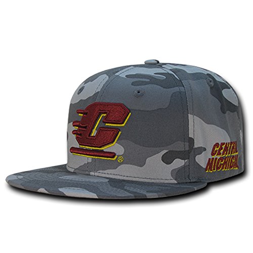 University of Central Michigan CMICH Chippewas NCAA Flat Bill Gray Camo Camouflage Cotton Snapback Baseball Cap Hat