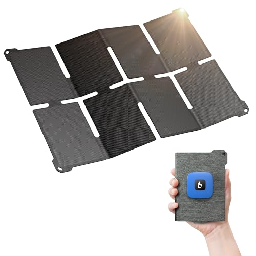 [Pocket Size] BigBlue 25W Mini Portable Solar Charger, Foldable Solar Panel with 2 USB A/C Ports, IP68 for Outdoor, Compatible with Phones, Tablets, External Battery, etc.