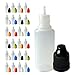 510 Central 15mL LDPE Plastic Thin Tip Dropper Bottles (25 Pack, Multi Color Caps)