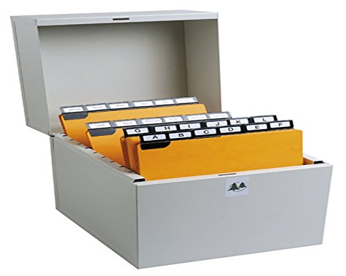 Exacompta - Ref 54721E - Vertical Record Card Filing Box - 100 x 157 x 210mm in Size, Suitable for 125 x 75mm Record Cards, Holds Approximately 500 Cards - Grey