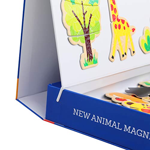 QZM Magnetic Puzzles Art Easel Zodioc Animals Wooden Puzzles Game to Toddlers Drawing Board Jigsaw Puzzle Set- Learning & Educational Game Toy for Kids Age 3+